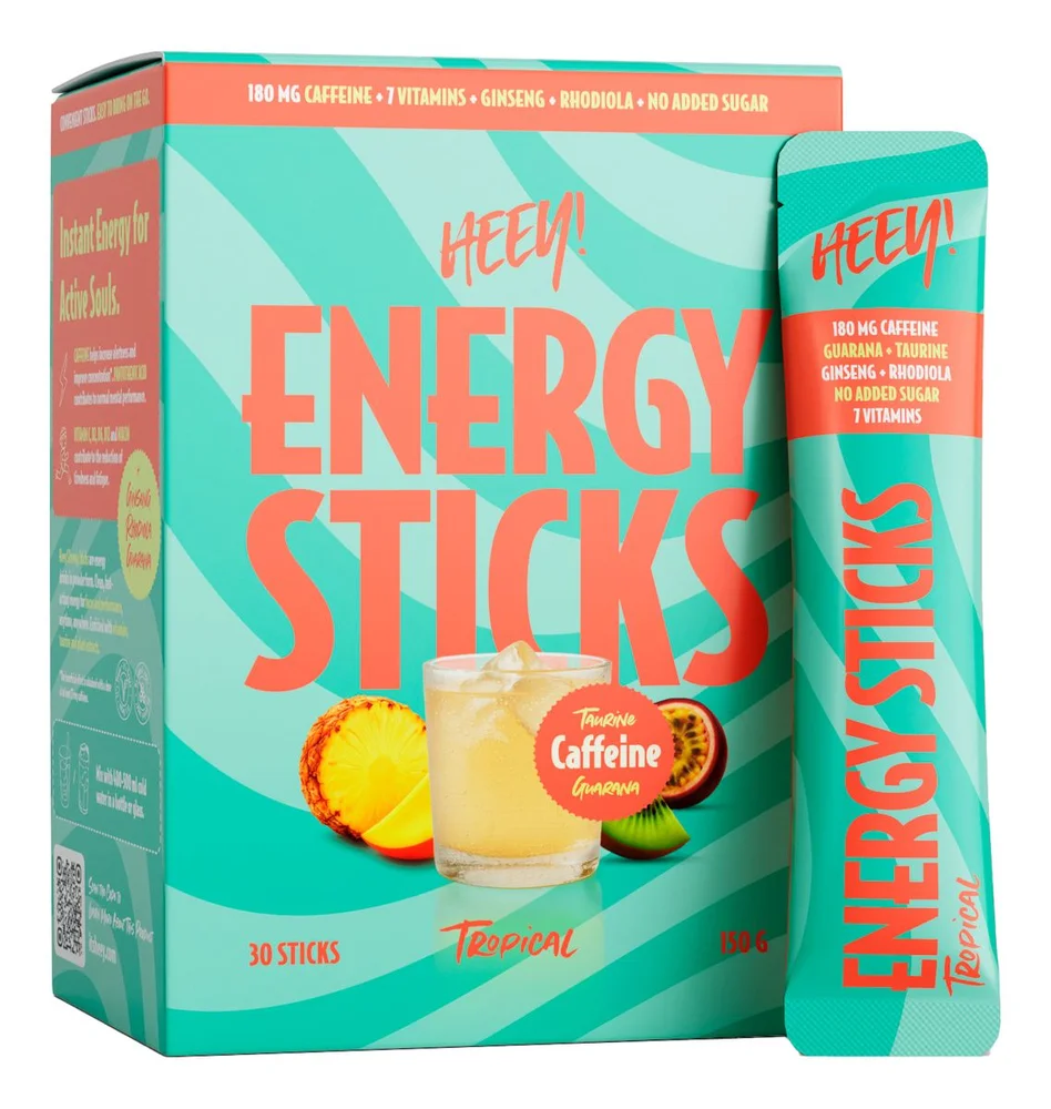 Heey! Energy Sticks Koffein + Guarana Tropical – 30 stk. v:4172700 Heey! Energy Sticks Koffein + Guarana Tropical – 30 stk. v:4172700