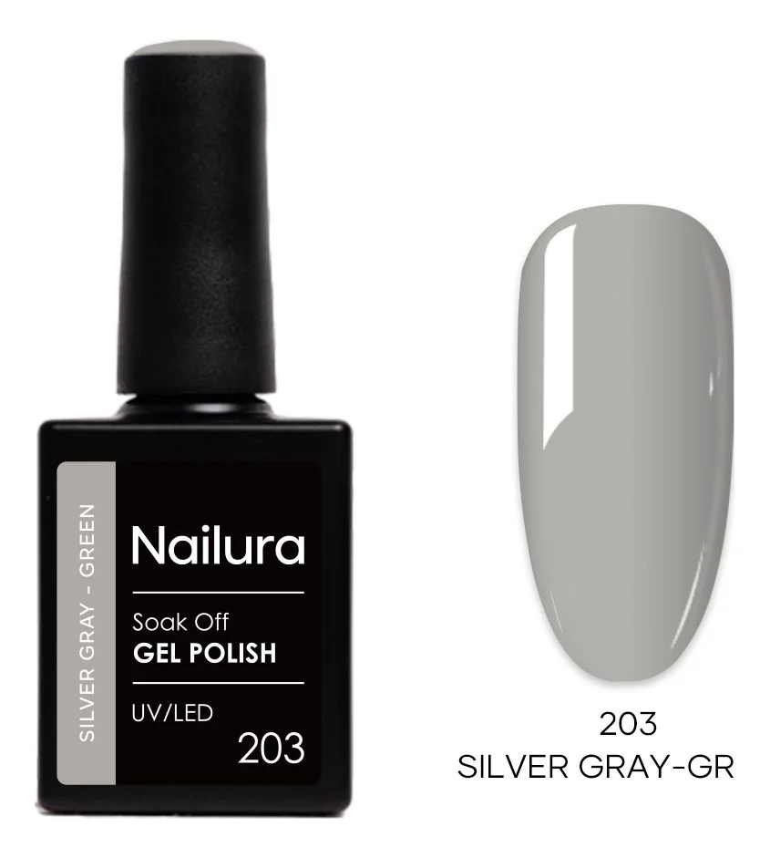 Nailura Gel Polish 203 - Silver Gray Green - 10 ml. v:1836972
