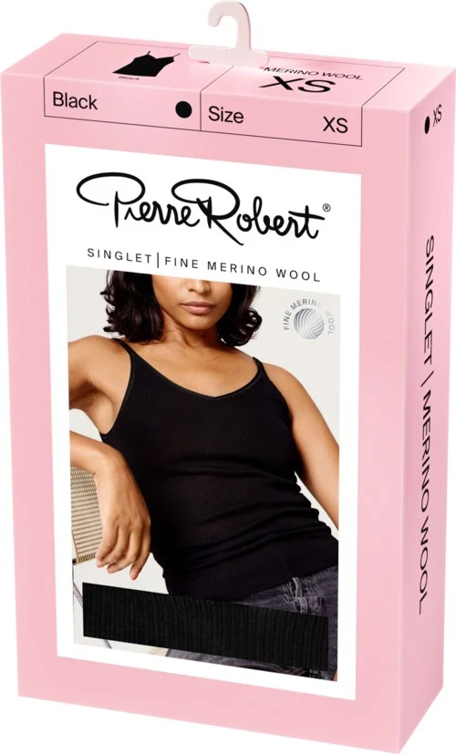 Pierre Robert Singlet Fine Merino Wool Jet Black S v:4000834
