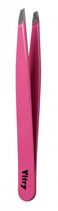 Vitry Tweezers Slant Ends Stainless Steel Pink v:9116319