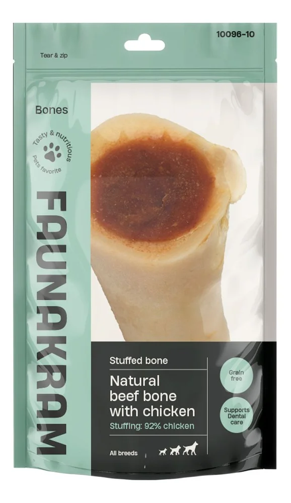 Faunakram Natural Beef Bone stuffed with 90% Chicken – 200 g. v:9686857 Faunakram Natural Beef Bone stuffed with 90% Chicken – 200 g. v:9686857