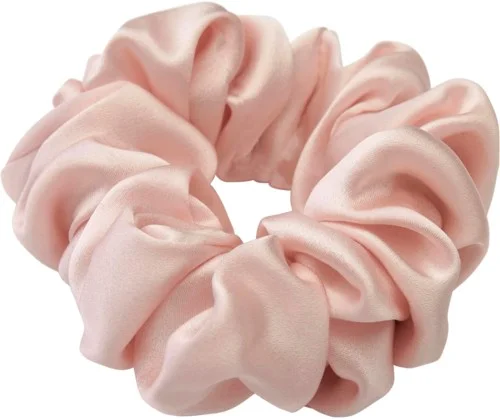 Lenoites Mulberry Silk Scrunchie Pearly Pink v:2867473 Lenoites Mulberry Silk Scrunchie Pearly Pink v:2867473