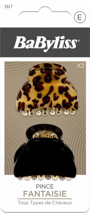BaByliss hårklyper sort & leopard 2 stk v:1201405 BaByliss hårklyper sort & leopard 2 stk v:1201405