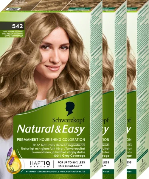 Schwarzkopf Natural&Easy 542 Opal Mellan Askblond 3-pack v:6869205