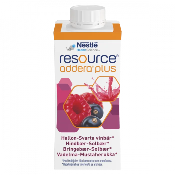 Nestlé Resource Addera Plus næringsdrikk Bringebær & Solbær 200ml v:8702705 Nestlé Resource Addera Plus næringsdrikk Bringebær & Solbær 200ml v:8702705
