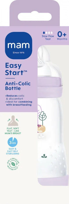 MAM Easy Start Anti-Colic tåteflaske rosa 0+ 260 ml v:5568958 MAM Easy Start Anti-Colic tåteflaske rosa 0+ 260 ml v:5568958