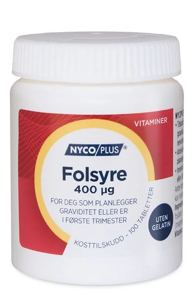 Nycoplus Folsyre 400 mcg – 100 tabl. v:7005486 Nycoplus Folsyre 400 mcg – 100 tabl. v:7005486