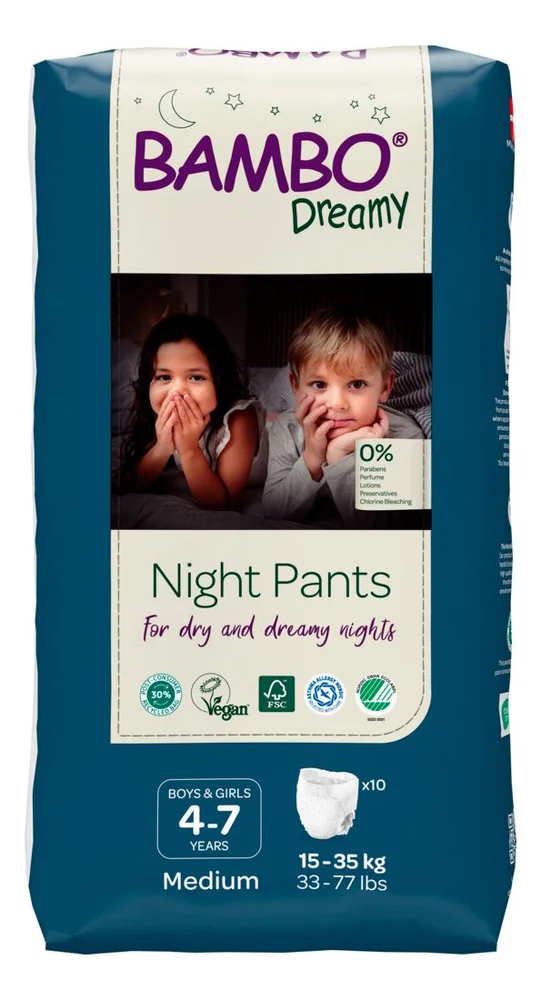 Bambo Dreamy Night Pants 15-35 kg – 10 stk. v:3540827 Bambo Dreamy Night Pants 15-35 kg – 10 stk. v:3540827