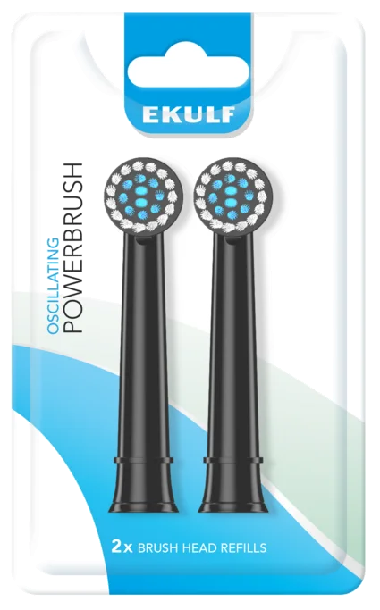 Ekulf PowerBrush Black børstehoderefill 2 stk v:2911015 Ekulf PowerBrush Black børstehoderefill 2 stk v:2911015
