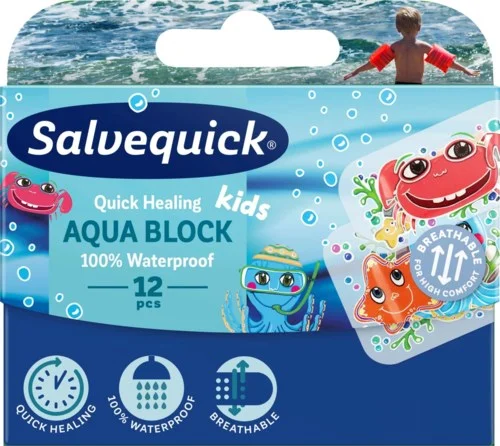 Salvequick Aqua Block Kids 12 stk v:5093704 Salvequick Aqua Block Kids 12 stk v:5093704