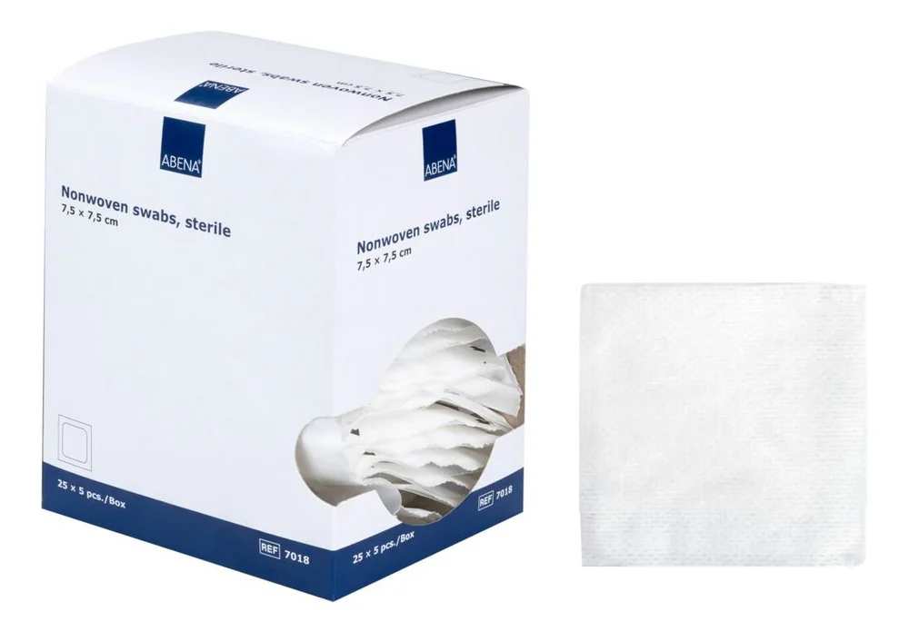Abena Nonwoven kompress, steril, 7,5 x 7,5 cm. – 25 x 5 stk. v:1345406 Abena Nonwoven kompress, steril, 7,5 x 7,5 cm. – 25 x 5 stk. v:1345406