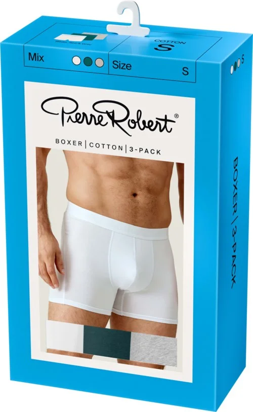 Pierre Robert Cotton Boxer Men X3 White, Sea & Grey XL v:1632100 Pierre Robert Cotton Boxer Men X3 White, Sea & Grey XL v:1632100