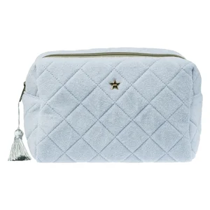 DARK Terry Quilted Make-Up Pouch Large Cool Blue & Milieu Green v:1095944