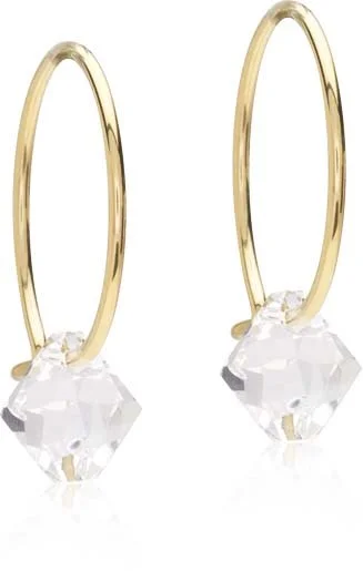 Blomdahl Golden Titanium Ear Ring 14 mm, Bicone 6 mm Crystal v:8464160 Blomdahl Golden Titanium Ear Ring 14 mm, Bicone 6 mm Crystal v:8464160