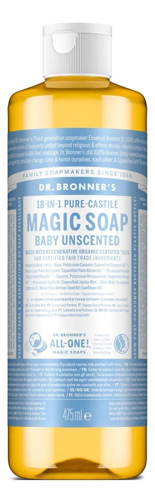 Dr. Bronner's Magic Soap Baby Unscented - 475 ml. v:3662030