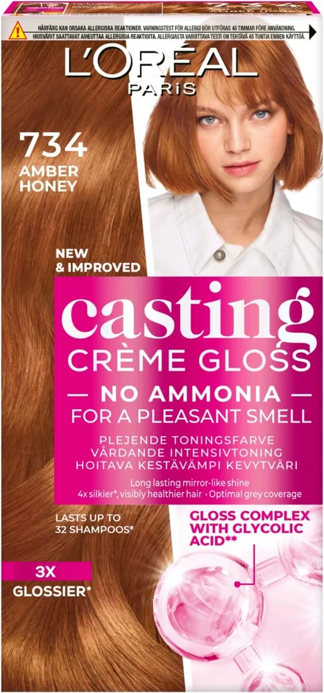 Loreal Paris Casting Crème Gloss Semi-permanent Coloration 734 Amber Honey v:9918795 Loreal Paris Casting Crème Gloss Semi-permanent Coloration 734 Amber Honey v:9918795