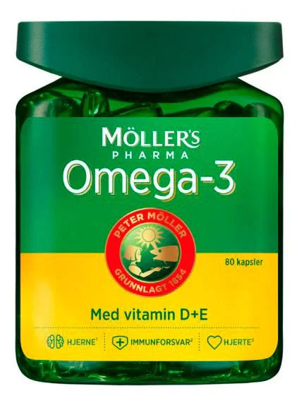 Møllers Pharma Omega-3 kapsler med vitamin D+E – 80 stk. v:8492819 Møllers Pharma Omega-3 kapsler med vitamin D+E – 80 stk. v:8492819