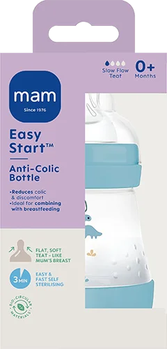 MAM Easy Start Anti-Colic tåteflaske blå 160 ml 1 stk v:5358095 MAM Easy Start Anti-Colic tåteflaske blå 160 ml 1 stk v:5358095